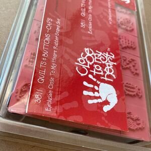 Vintage Rubber Stamp Set 3811 Quilts & Buttons Caps Close to my Heart NOS Flaw